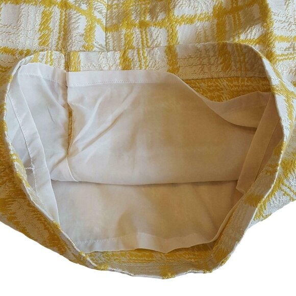 Talbots Women’s  Skirt Size 2 Petite Yellow White Plaid Textured Lined Pencil - Picture 2 of 7